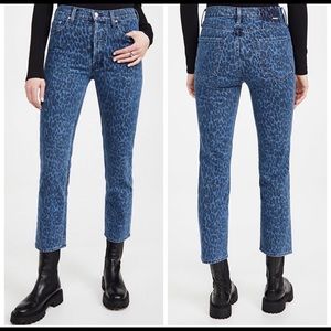 MOTHER The Tomcat Ankle Leopard Print Stretch Denim in Sinister Size 30 NWT